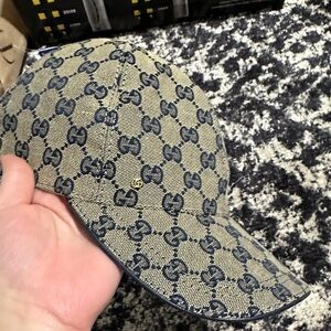 Gucci Beige and Blue Monogram Hat
